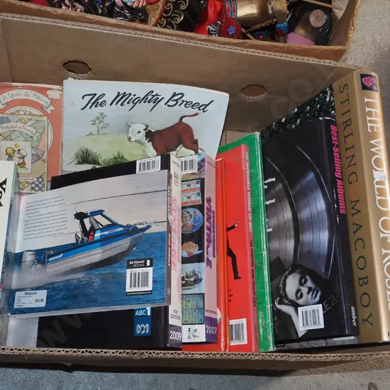 box; various books