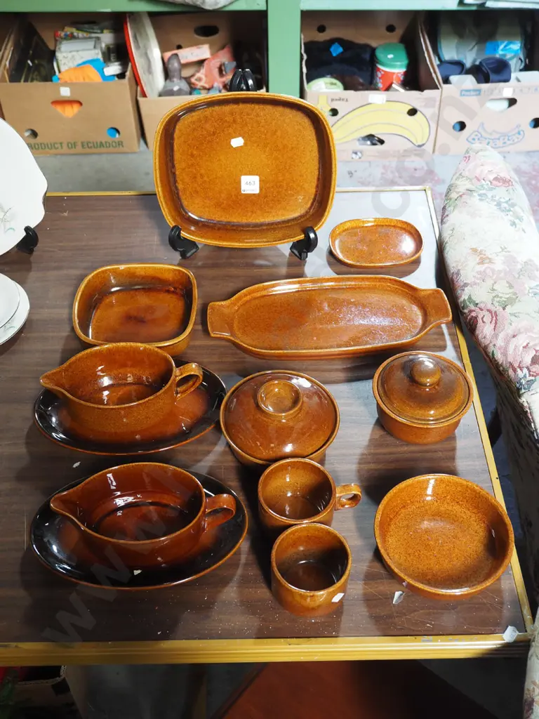 assorted Crown Lynn Cook and Serve items; casseroles, plates, baking dishes etc Image 1++