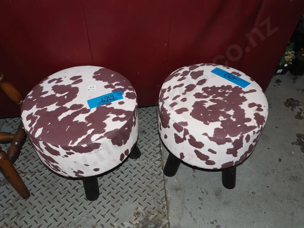pair of faux animal skin footstools Image 1++