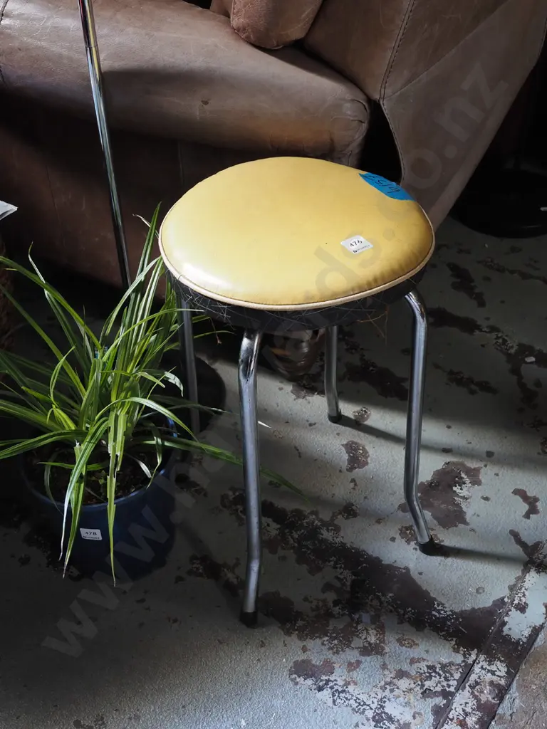 yellow chrome legged stool Image 1++