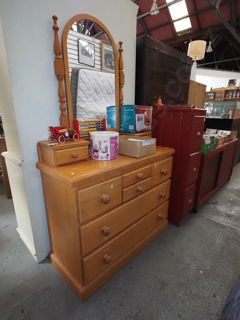 rimu and mdf 8 drawer mirror back dresser H1700 W1000 D425 Image 1++