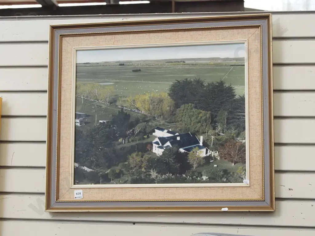 framed hand coloured photograph - farmhouse Image 1++