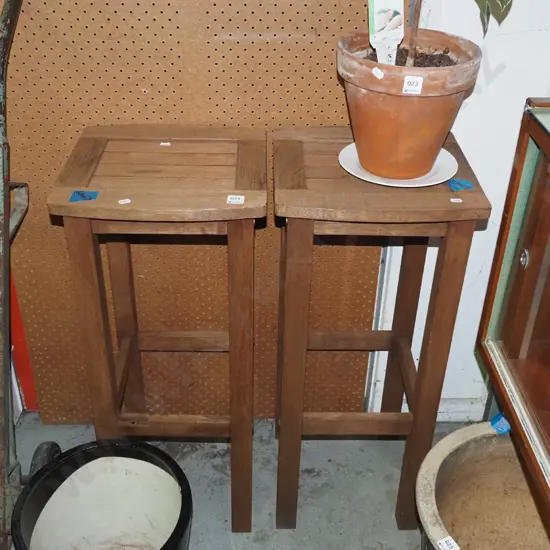 pair of hardwood stools H750