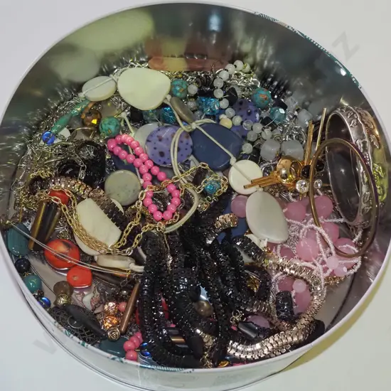 tin of costume jewellery