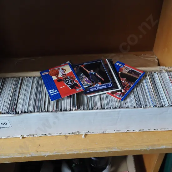 box of numerous basketball collector cards
