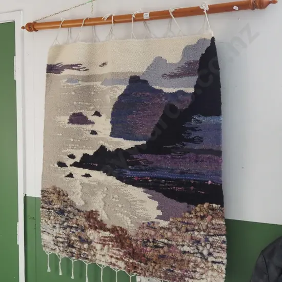 hanging woven wall hanging - coastal scene