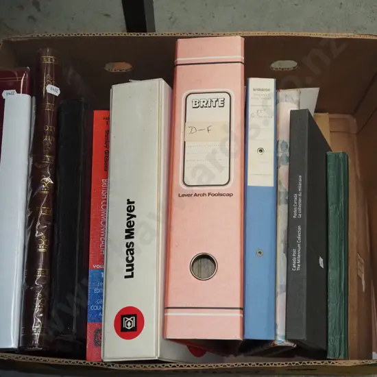 box of stamp albums
