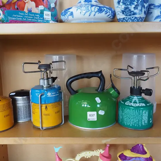 camping stoves, tea pot etc