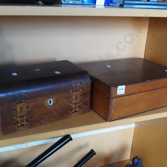 restored writing box, 1 other wooden box