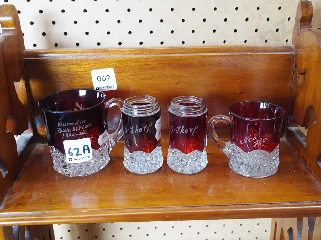 4x red and clear exhibition souvenir glass Image 1++