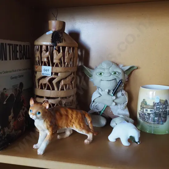 books, figurine, beer stein etc