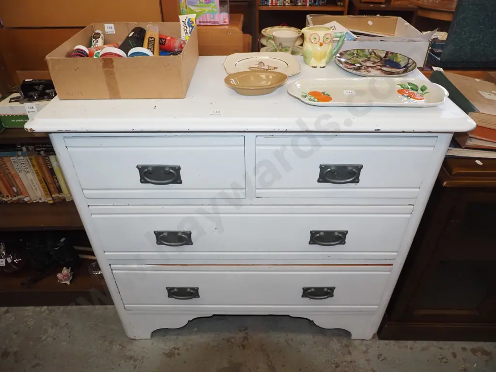 hand painted colonial rimu 4 drawer chest H845 W930 D420 Image 1++