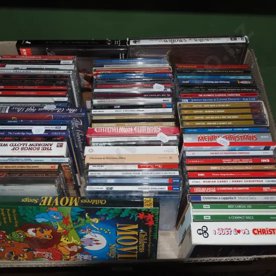box; DVDs, CDs