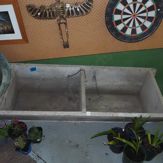 vintage solid kauri twin sink/trough H380 W1375 D550