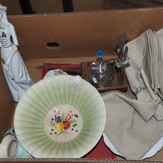 box; figurine, fruit bowl, money bag etc