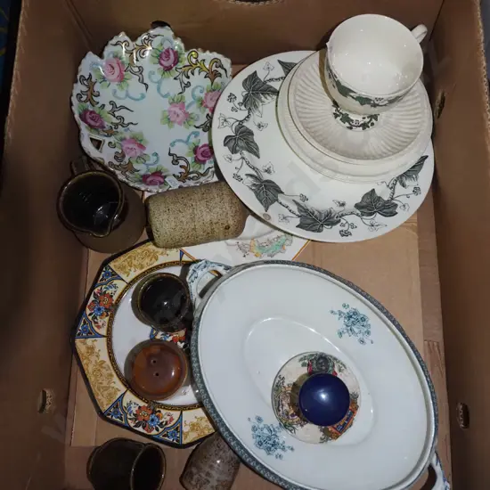 box; plates, bowls, cups etc
