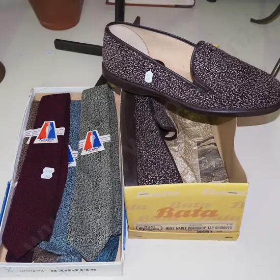 vintage as new NZ woollen ties, Bata slippers