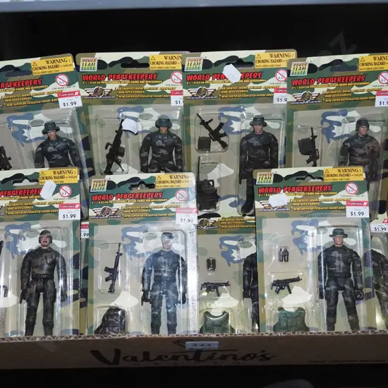 box; miniature toy soldiers