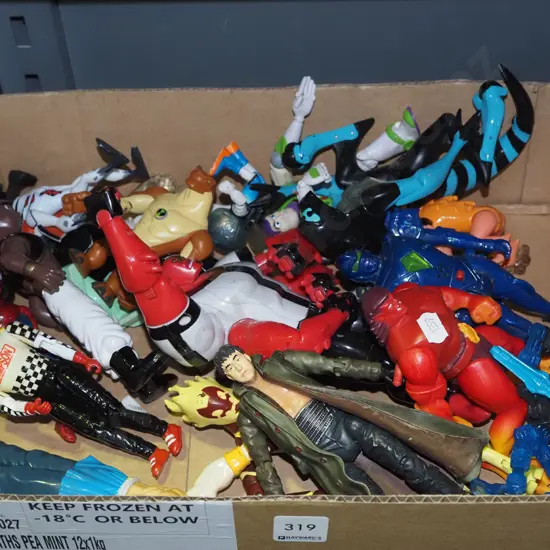 box of plastic toys