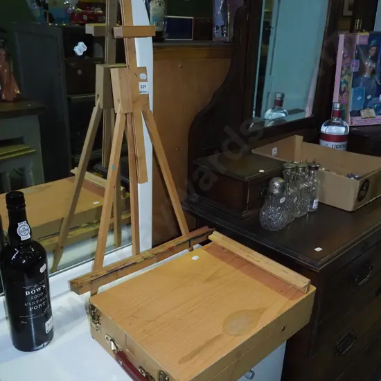 artist's easel and equipment box