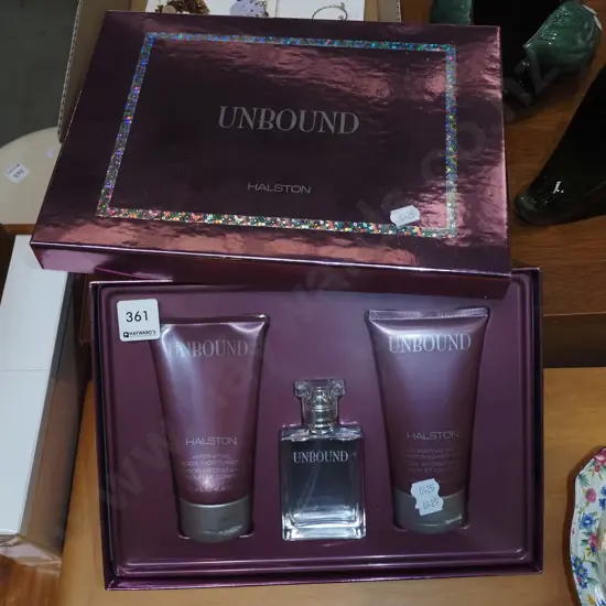 boxed as new Halston Unbound gift set