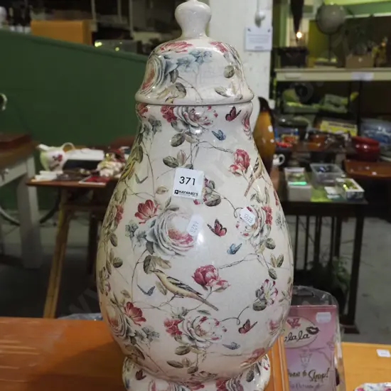 botanical lidded urn H400