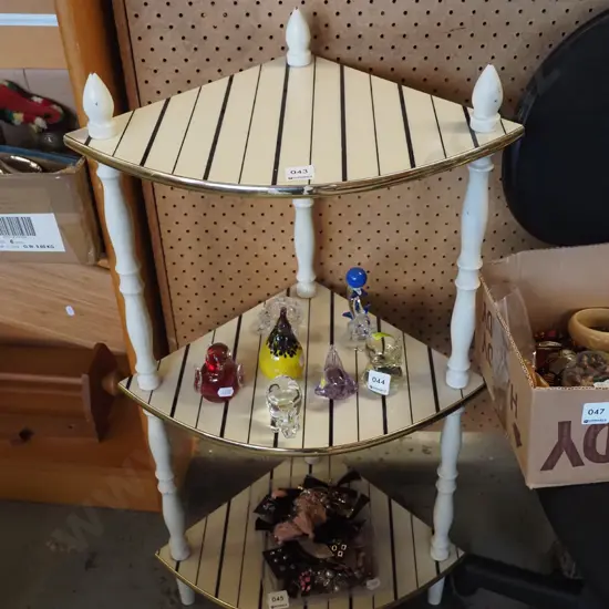 wood and mdf 3 tier corner whatnot H800