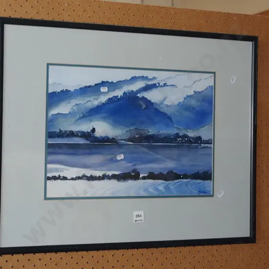 framed watercolour - harbour scene