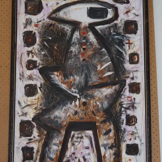 framed oil on board - abstract