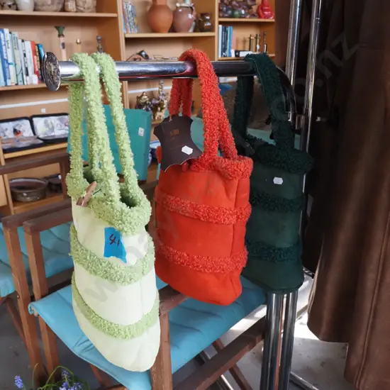 3x sheepskin bags