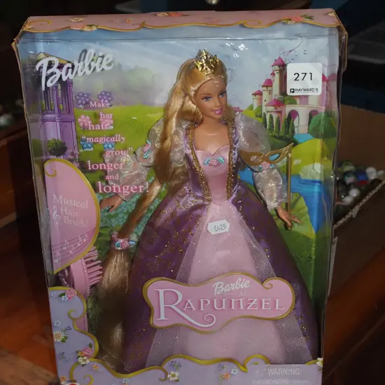 boxed Barbie as Rapunzel - damage to box