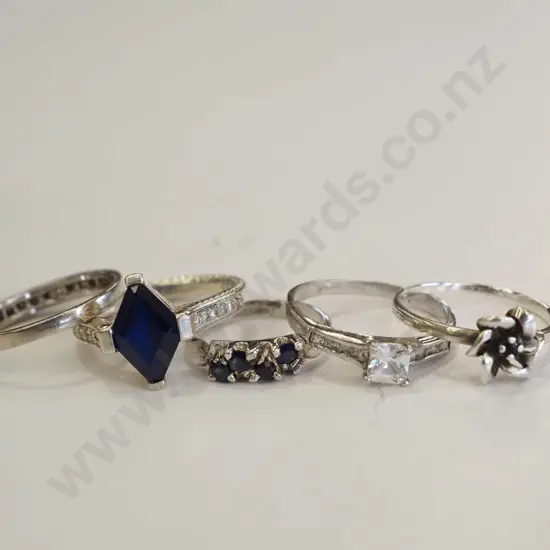 tray of rings - some sterling silver