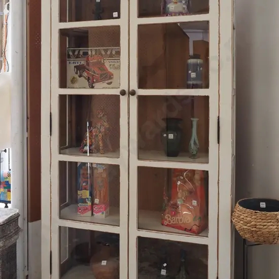 large cedar and distressed painted 2 door display cabinet H2130 W1145 D390