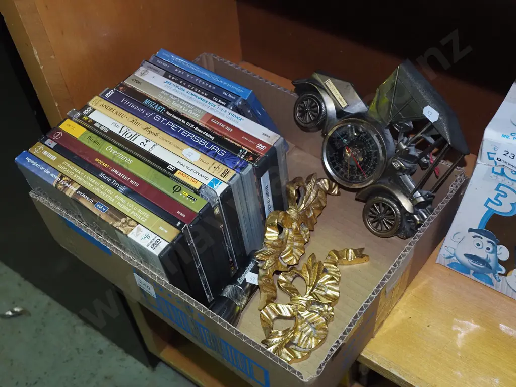 box; DVDs, CDs, wall mounted barometer etc Image 1++