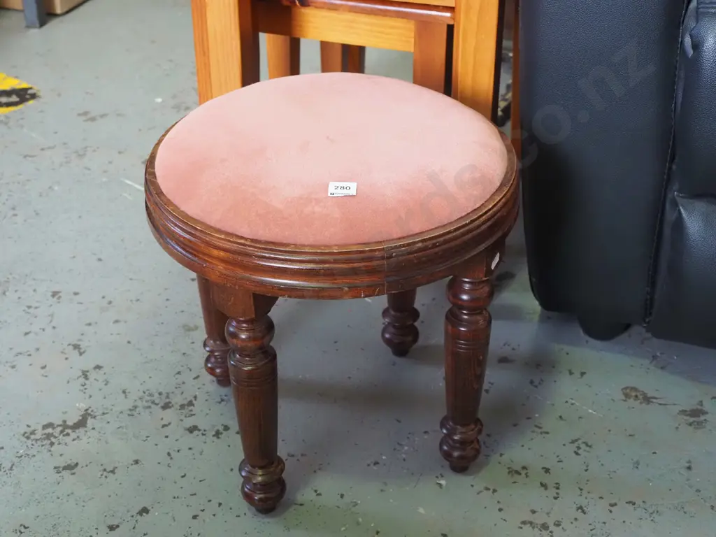 mahogany turned leg stool Image 1++