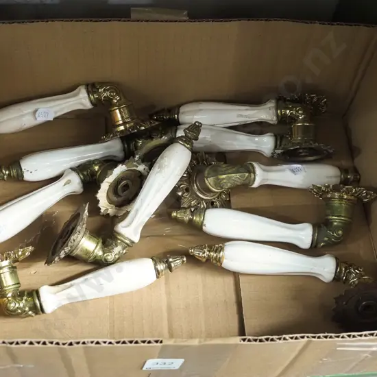 ceramic and brass door handles