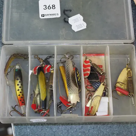 small container of fishing lures