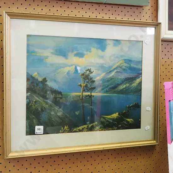 framed print - lake and mountain scene