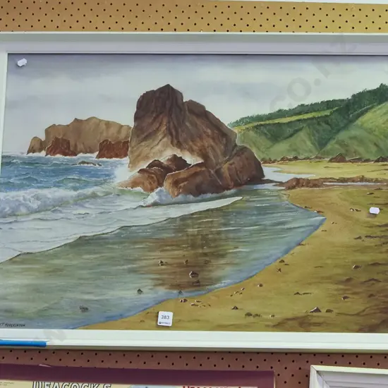 H.T Hodgkinson watercolour - beach scene