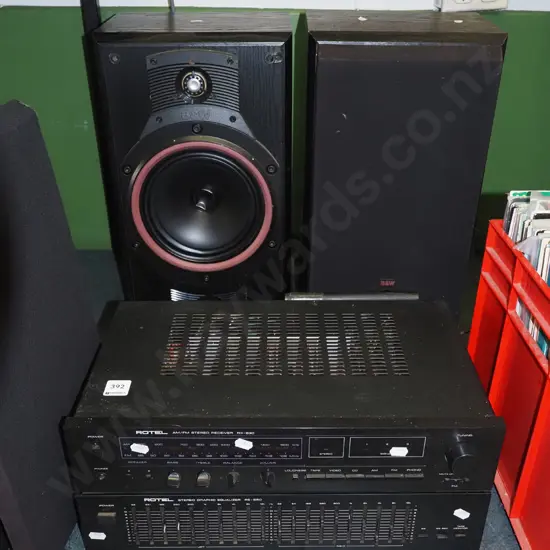Rotel AM/FM receiver, graphic equaliser, 2x BMW speakers
