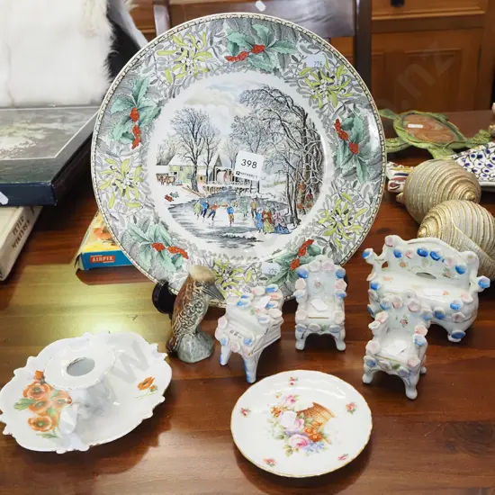 cabinet plates, chamber stick, cersmic dollshouse furniture etc