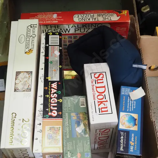 box of puzzles, neck rest