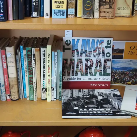 shelf of NZ books