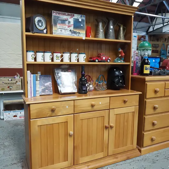 solid rimu 3 door 3 drawer Welsh dresser H1820 W1330 D370