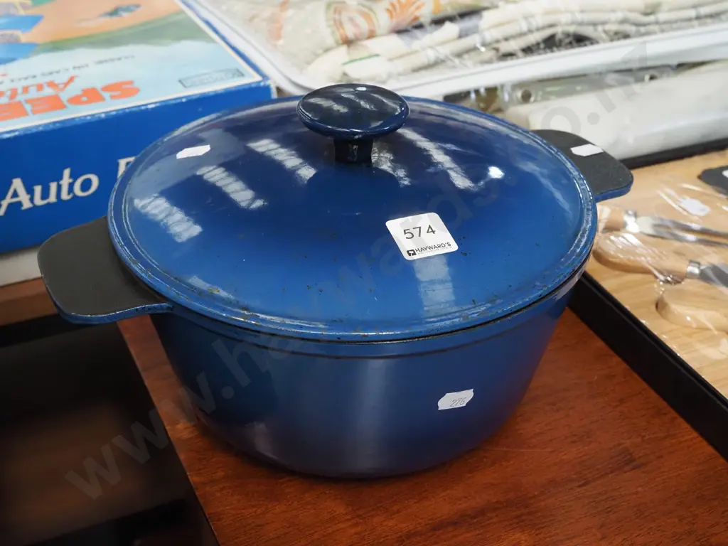 cast iron and blue enamel casserole Image 1++