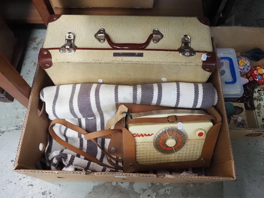 retro plastic radio - As Is No Returns, woven floor mat, small suitcase Image 1++