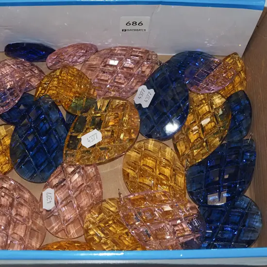 box of coloured glass lustres
