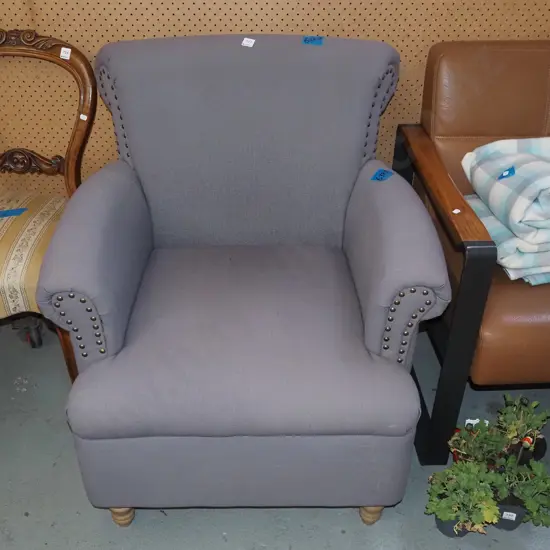 grey armchair