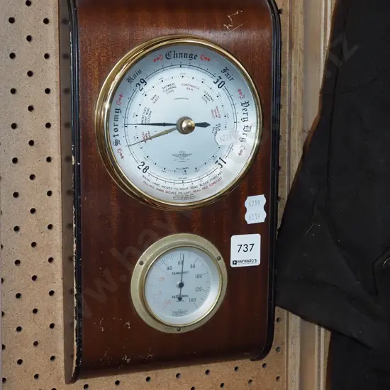 wall cased barometer thermometer