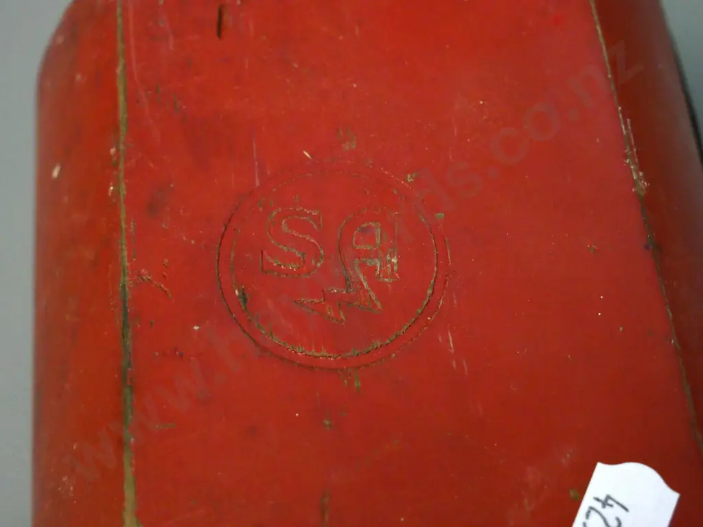 vintage (floating?) lantern with wooden body and brass fittings L-430 - paint wear and slight corrosion Image 1++